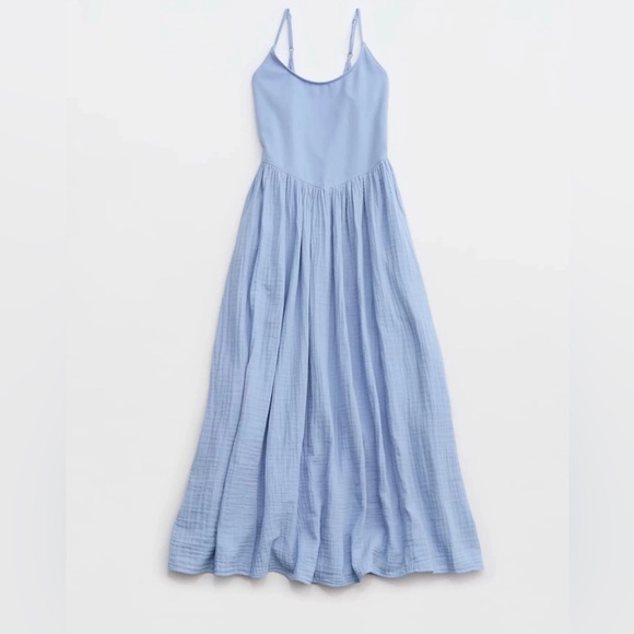 aerie Dresses & Skirts - aerie Light Blue Cotton Gauzy Cami Maxi Dress Size Small